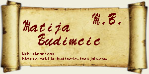 Matija Budimčić vizit kartica